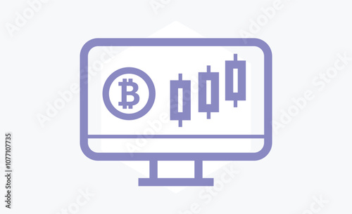 Web3 bitcoin trading on blockchain network with computer screen icon