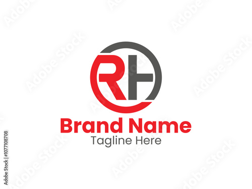Letter RH Circle logo design HR vector logo designs, RH logo, HR letter