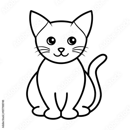 Minimalist Kitten Icon Logo Vector on White Background