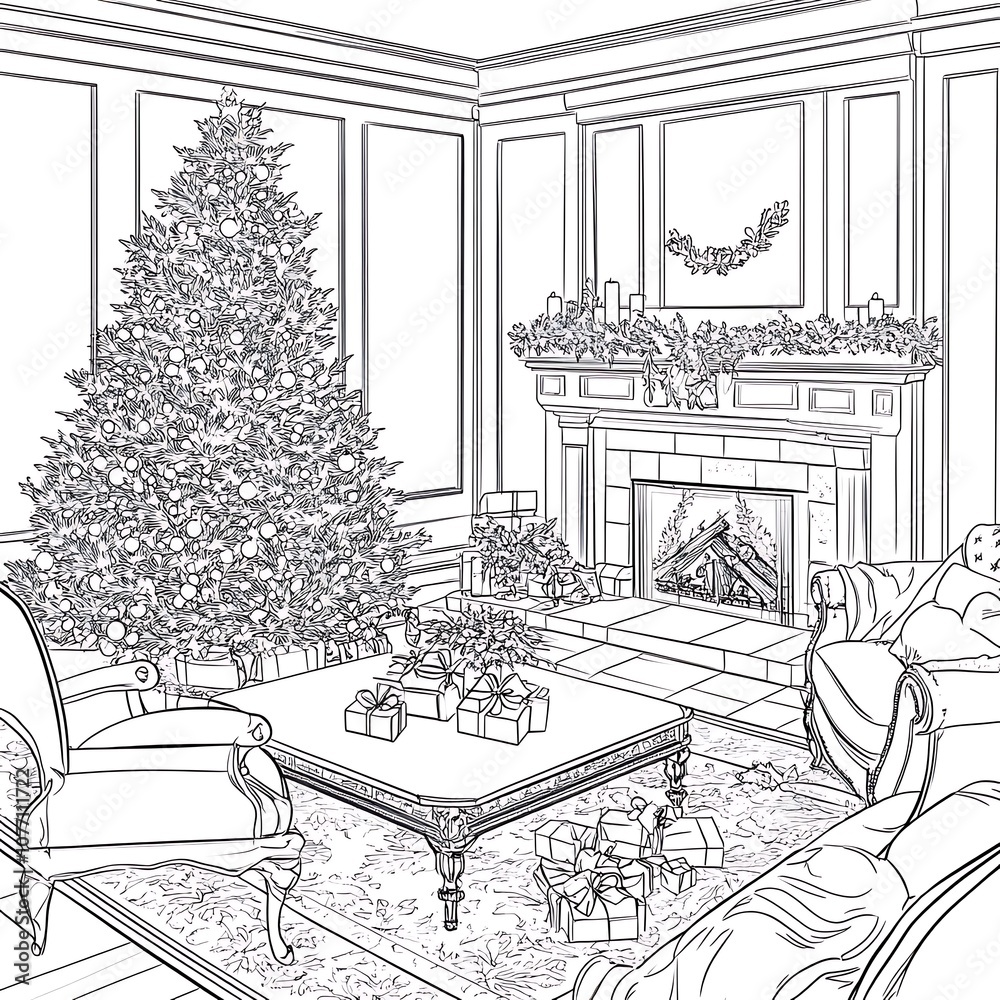 Fototapeta premium Create a festive atmosphere in your home with a beautifully decorated christmas tree and cozy living room setting
