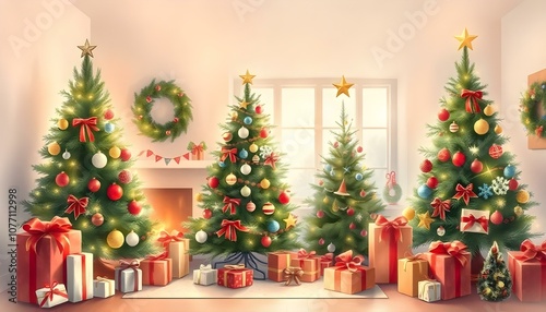 Modern and Detailed Christmas Tree Illustrations