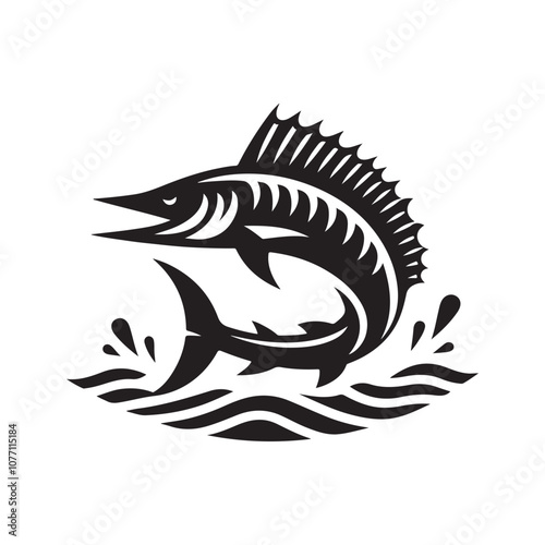 Barracuda Silhouette Vector | Sea Life Icon for Logos & Branding