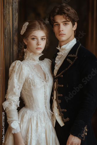 Old fashioned aristocratic couple victorian era