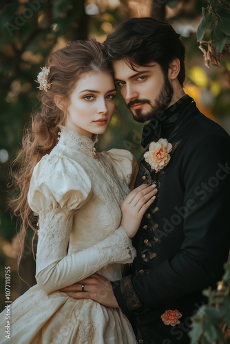 Old fashioned aristocratic couple victorian era