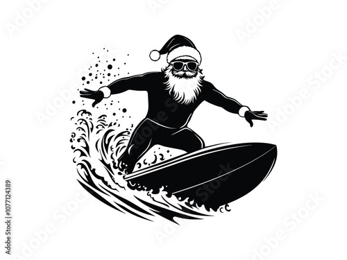 Santa Surfing Christmas Silhouette photo