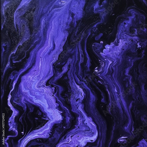 Abstract Purple and Black Fluid Art with Organic Marble Texture and Cosmic Vibes