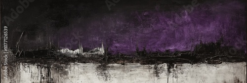 Abstract Purple and Black Fluid Art with Organic Marble Texture and Cosmic Vibes