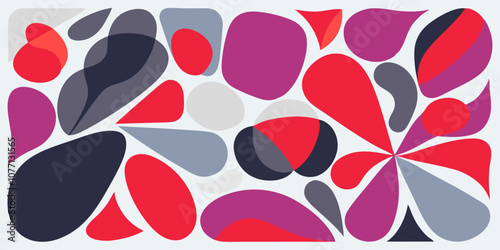 Colorful geometric shapes are overlapping and creating a modern and abstract background, suitable for banners, posters or website headers
