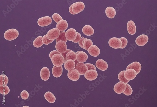 Streptococcus pneumoniae : picture a pair or chain of these Gram-positive bacteria. Generative AI.