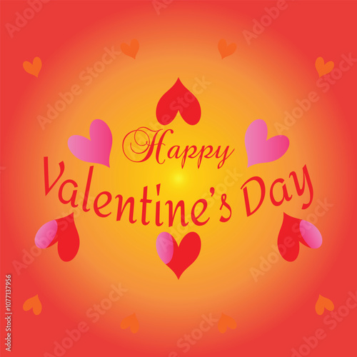 Valentine s Day Calligraphy Banner with Heart. Vector illustration. This colorful design is suitable for cards, backdrops, posters, and many other uses. photo