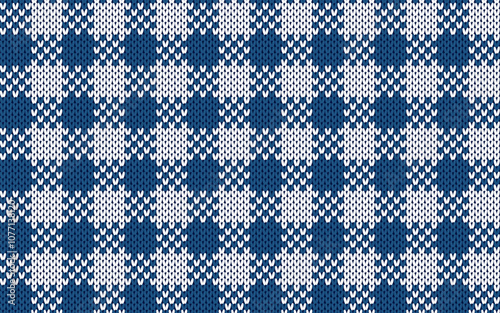 Wrapping checkered print. Christmas knitted seamless pattern. Geometric ornament. New year abstract knit plaid texture. Vector illustration. Holiday festive background.