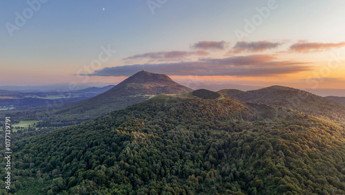 The Puy-de-Dôme mountain and puy de Pariou volcan in Auvergne France