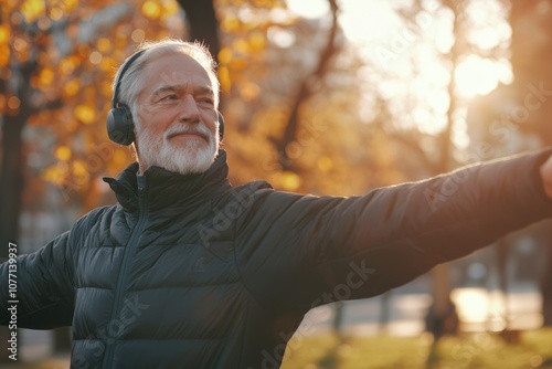 active senior man is jogging photo