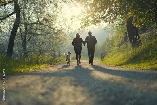 active senior man is jogging photo