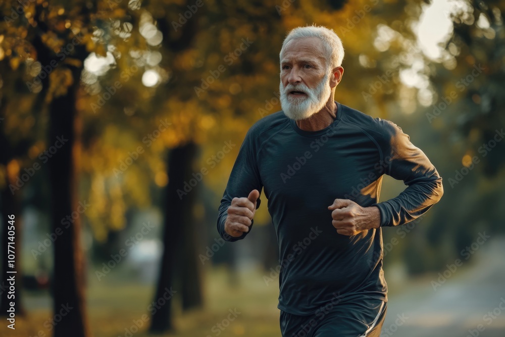 Fototapeta premium active senior man is jogging