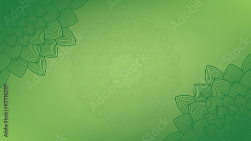Round mandala on dreamy peach fuzz gradient background. Translucent mesh pattern in the form of a mandala. Mandala with floral patterns.Gradient background with round mandala.Vishal 