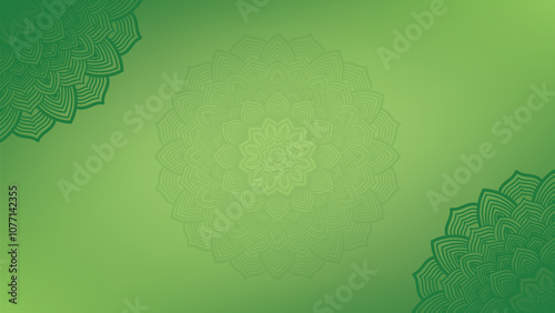 Round mandala on dreamy peach fuzz gradient background. Translucent mesh pattern in the form of a mandala. Mandala with floral patterns.Gradient background with round mandala.Vishal 