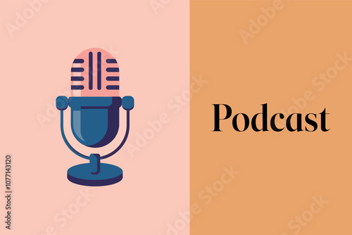 Studio microphone vector illustration, podcast and communications concept.