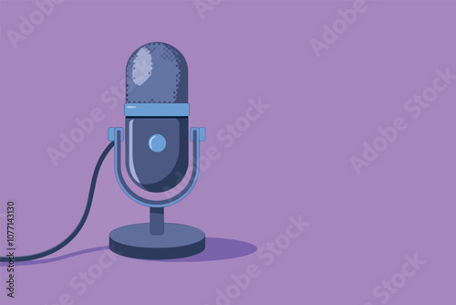 Studio microphone vector illustration, podcast and communications concept.