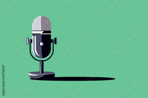 Studio microphone vector illustration, podcast and communications concept.