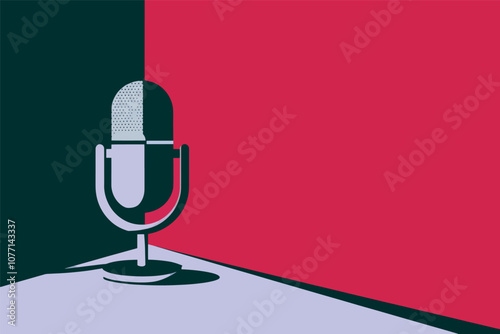 Studio microphone vector illustration, podcast and communications concept.