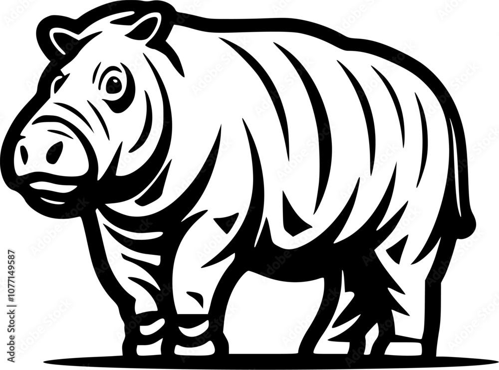 Fototapeta premium Hippopotamus | Minimalist and Simple Silhouette - Vector illustration