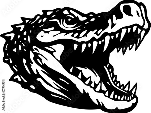 Crocodile | Black and White Vector illustration