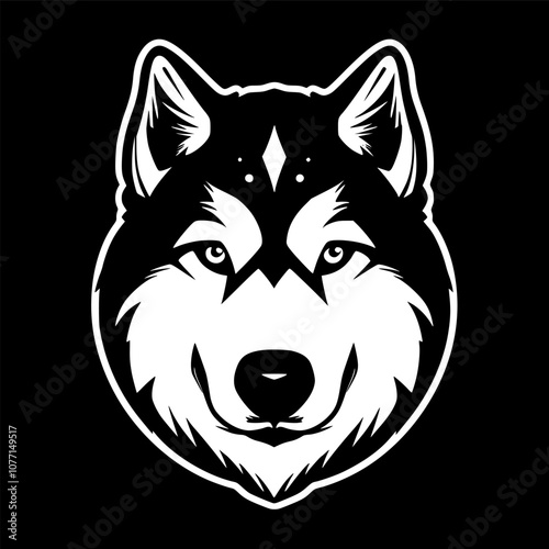 Siberian Husky | Black and White Vector illustration