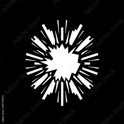 Explosion | Black and White Vector illustration