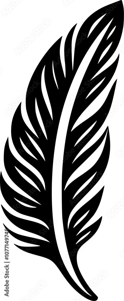 Obraz premium Feather | Black and White Vector illustration