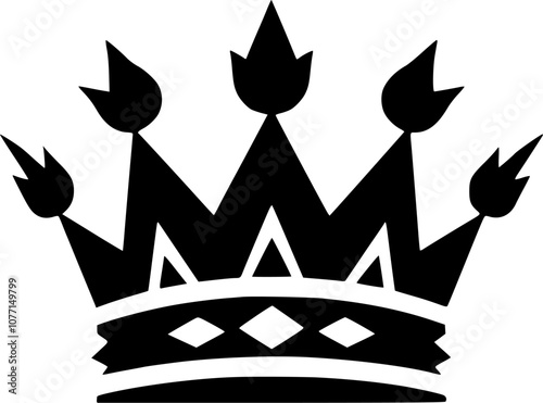 Crown | Black and White Vector illustration