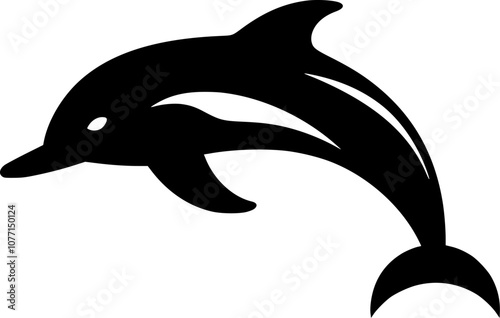 Dolphin - Black and White Isolated Icon - Vector illustration