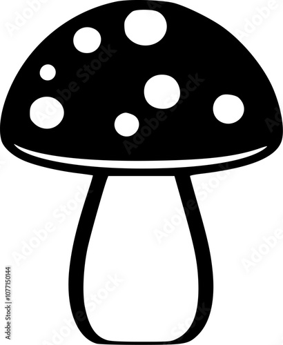 Mushroom - Black and White Isolated Icon - Vector illustration