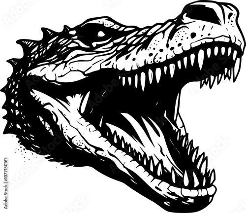 Crocodile | Black and White Vector illustration