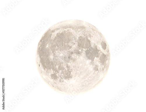 Full moon isolated on white background, moon isolated on white