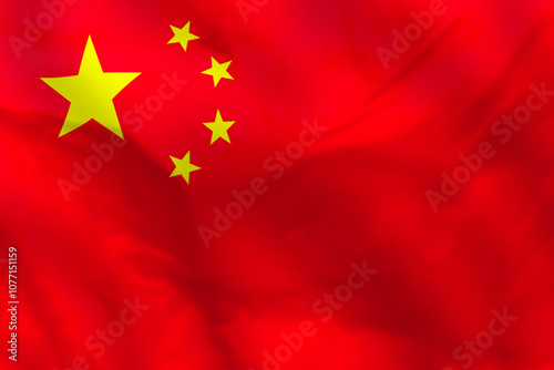 Flag of China. China flag. Chinese flag, waving on wind fabric flag