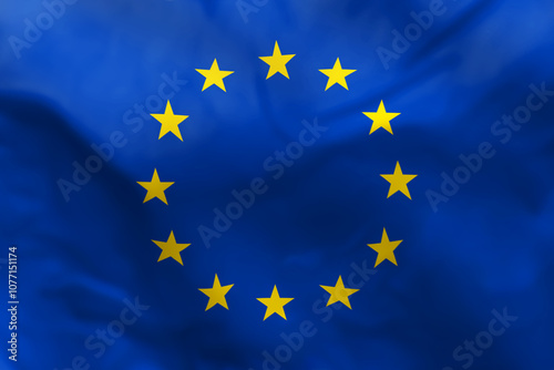 EU European union euro eurozone official flag, waving on wind fabric flag