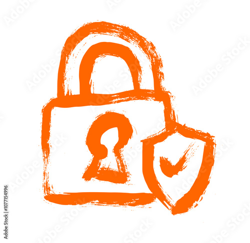 Lock Security Related Icon Grunge Brush Stroke Vector
