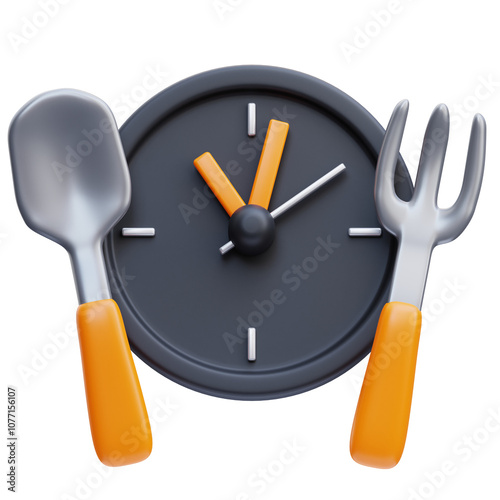 Принти на полотні PNG 3D time to eat icon isolated on a white background