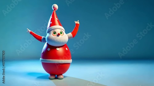 Joyful santa balloon animation with cheerful dance moves with raised hands.