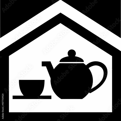      Tea house logo vector illustration.
