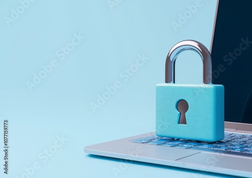 Wallpaper Mural Conceptual image of genitive stock technology on a white background with a digital padlock in front of a laptop computer. Torontodigital.ca