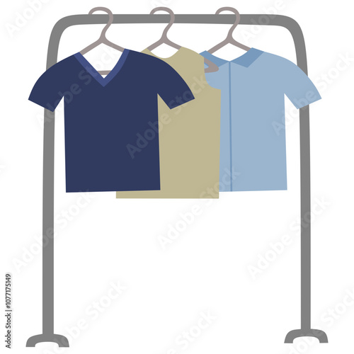 clothing rack with tshirt, tank top and shirt