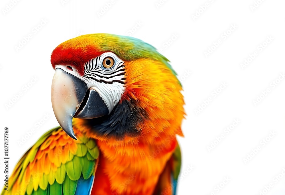 Fototapeta premium Colorful Macaw Parrot Head Close up Exotic Bird with Vibrant Feathers
