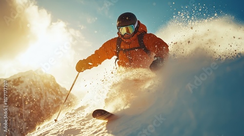 skier on the top of mountain