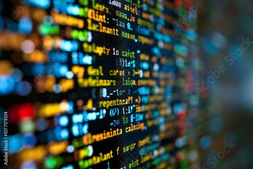 A detailed view of a computer screen showing numerical data, Web development. programming languages