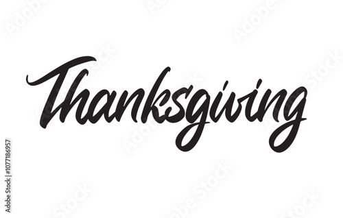 Thanksgiving Lettering Sign. Brush Holiday Font. Calligraphy Script. Expressive Modern Handwritten Typeface. Holiday Promotion. Banner Design. Vector Illustration.