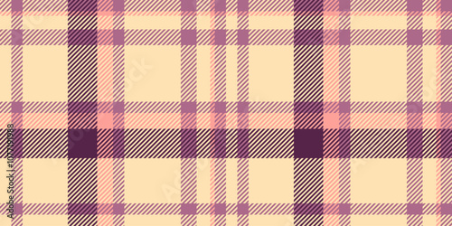 Strip tartan texture vector, african seamless background textile. Thanksgiving fabric check plaid pattern in pink and moccasin colors.