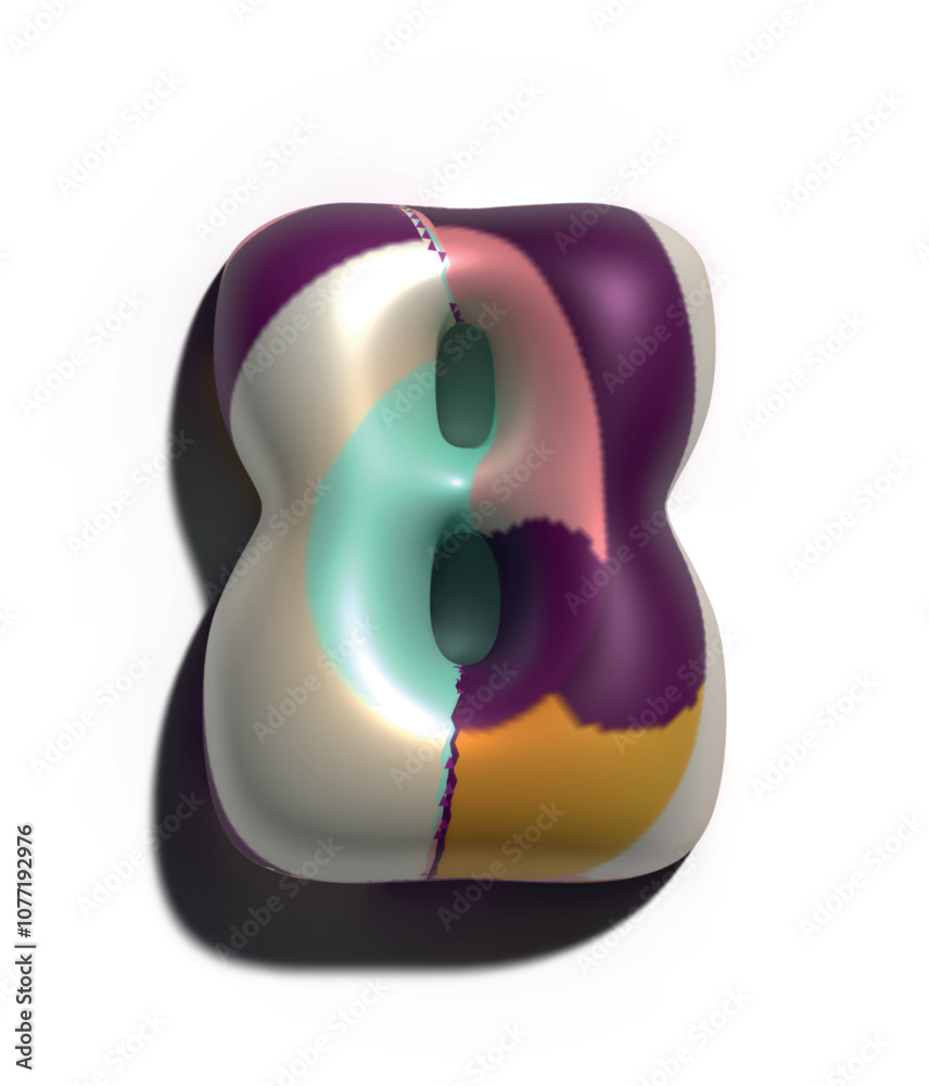 Números 3D 0-9 estilo globo, Abstractos en manchas de Colores Vibrantes