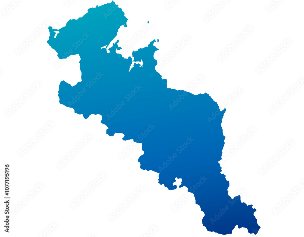 Obraz premium 京都府 地図 青色 グラデーション イラスト